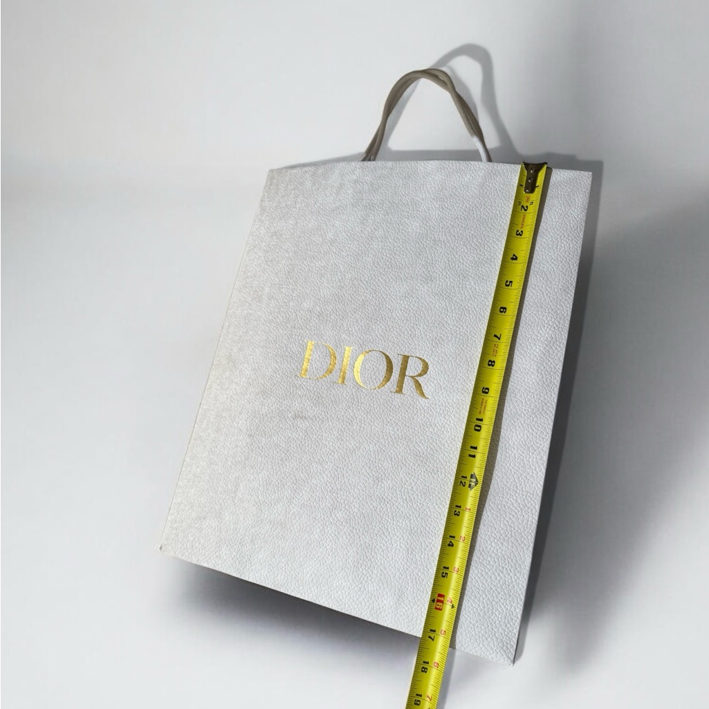 Large Dior Shopping Bag Gold Logo Luxe Boutique Tote 13x15